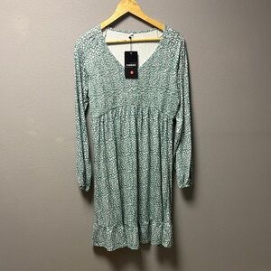 A.L.C. Teal Patterned Long Sleeve Dress